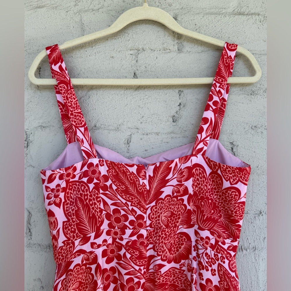 J.Crew Collection Coral Floral Luster Crepe Flare-Hem Dress Size 4 - Picture 8 of 14